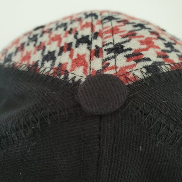 Men's TIMBERLAND Fitted Cap Black & Red Houndstooth Wool Blend Embroidered Logo - Picture 8 of 13